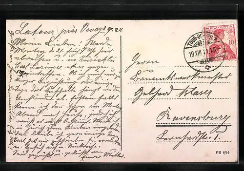 AK Genève, la Rue du Mont-Blanc, la Poste et Tramways