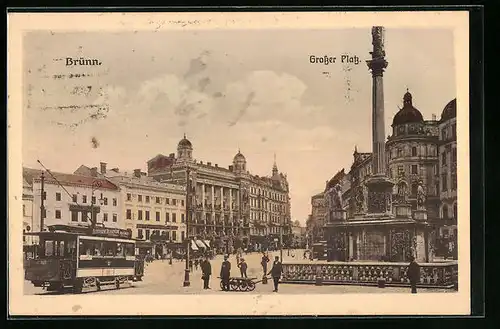 AK Brünn, Strassenbahnverkehr auf dem Grossen Platz