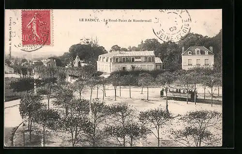 AK Le Raincy, Le Rond-Point de Montfermeil, Strassenbahn