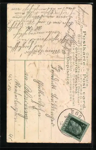 Präge-AK Entschwundenes Liebesglück, Liebespaar am Waldrand