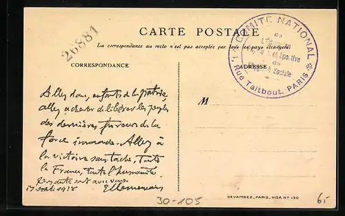 Künstler-AK Classe 1920, A notre tour!..., Athlet mit französischer Flagge