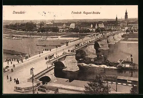 AK Dresden, Teilansicht mit Friedrich-August-Brücke