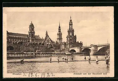 AK Dresden-Neustadt, Blick auf die Altstadt