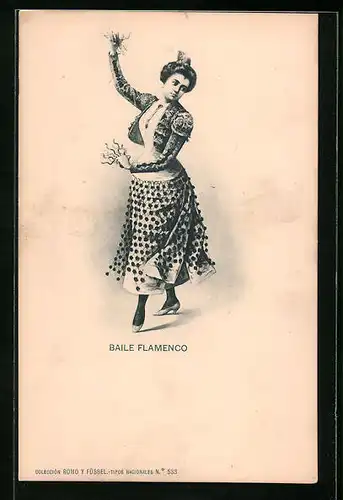 AK Baile Flamenco, Volkstänzerin im Trachtenkleid