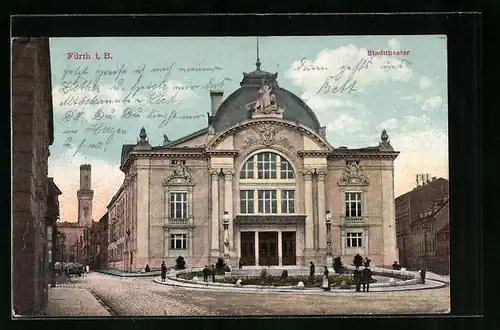 AK Fürth i. B., Blick zum Stadttheater