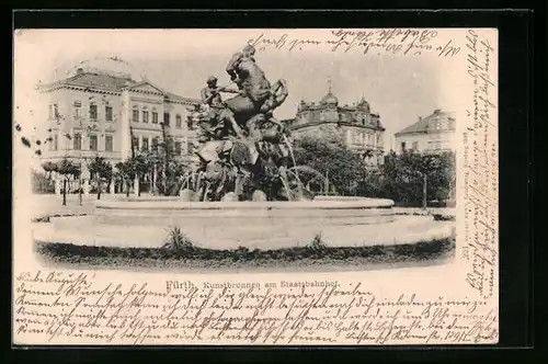 AK Fürth, Kunstbrunnen am Staatsbahnhof