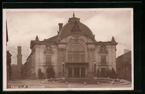 AK Fürth i. B., Blick zum Stadttheater