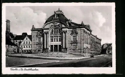 AK Fürth i. B., Blick zum Stadttheater
