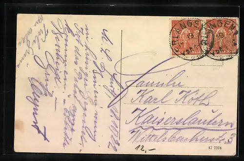 AK Fürth i. B., Hauptpost von den Anlagen gesehen