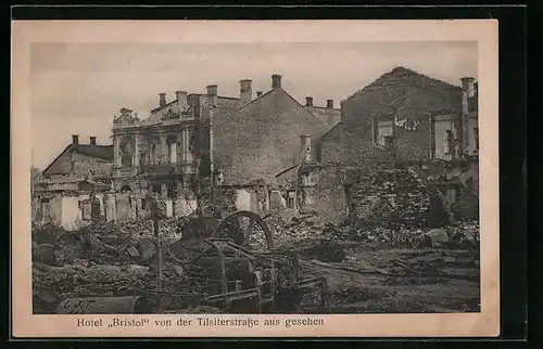 AK Gumbinnen, Hotel Bristol von der Tilsiterstrasse aus gesehen