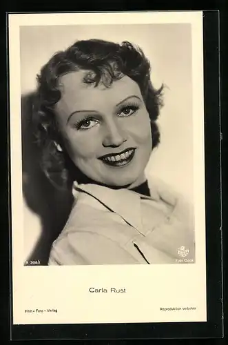 AK Schauspielerin Carla Rust in die Kamera lächelnd