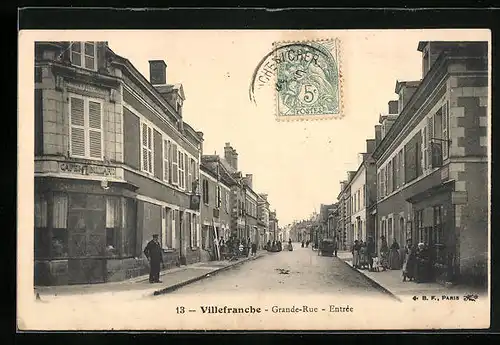 AK Villefranche, Grande-Rue-Entrèe