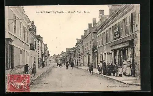 AK Villefranche-sur-Cher, Entrèe Grande-Rue