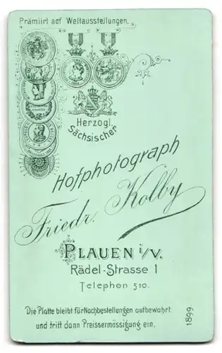 Fotografie Friedr. Kolby, Plauen i. V., Rädelstr. 1, Portrait bildschönes Fräulein in prachtvoller Bluse