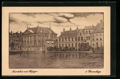 Künstler-AK Gravenhage, Mauritshuis met Hofvijer