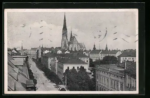 AK Olmütz, Blick über die Stadt zum Dom hin