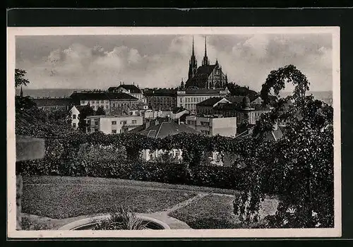 AK Brünn, Parkanlagen mit Blick zum St. Petersdom