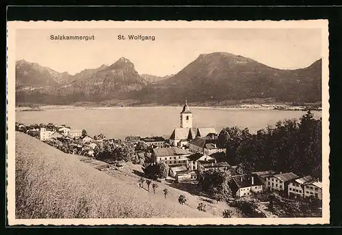 AK St. Wolfgang, Ortstotale am Seeufer, Salzkammergut