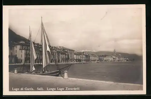 AK Salo, Lago di Garda, Lungo lago Zanardelli, Segelschiff am Quai