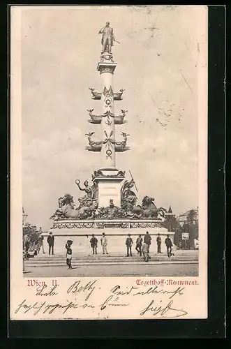 AK Wien, Passanten am Tegetthoff-Monument