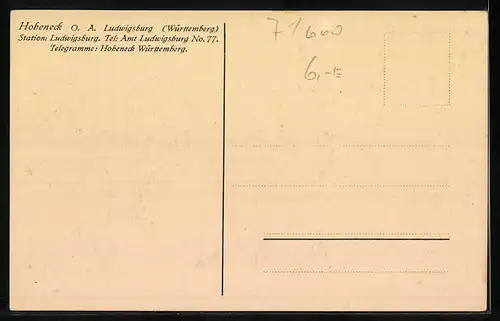 AK Ludwigsburg, Hoheneck O. A., Vorderansicht Hardt