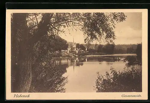 AK Ludwigsburg, Hoheneck O. A., Totale vom Ufer des Neckar mit der Kirche