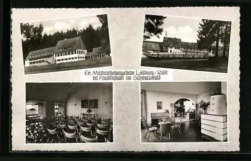 AK Lossburg /Rodt im Schwarzwald, das Ev. Müttererholungsheim, Aussenansicht, in der Kapelle, Aufenthaltsraum