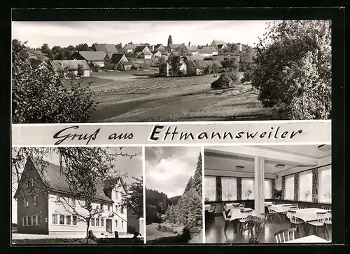 AK Ettmannsweiler, Generalansicht, Gasthof Pension Birkhof, Aussenansicht, im Gastraum