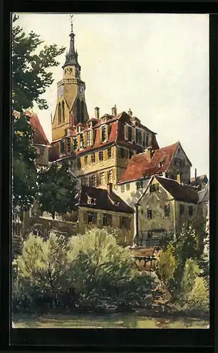 Künstler-AK Tübingen, unter der alten Aula