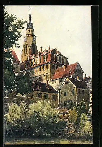 Künstler-AK Tübingen, Blick hinauf zur alten Aula