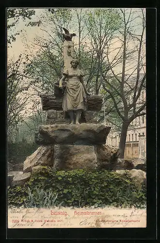 AK Leisnig, am Heimatbrunnen