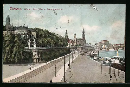 AK Dresden, Kgl. Belvédere und Landungsplatz