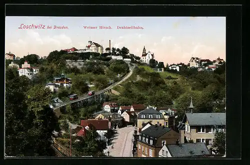 AK Dresden-Loschwitz, Weisser Hirsch und Drahtseilbahn