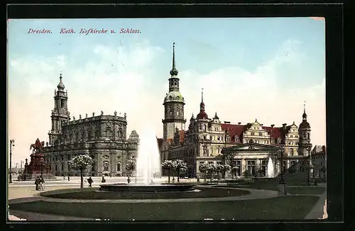 AK Dresden, kath. Hofkirche und Schloss