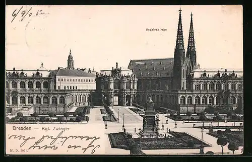 AK Dresden, Kgl. Zwinger und Sophienkirche