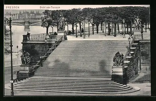 AK Dresden, Brühl'sche Terrassen, Treppe