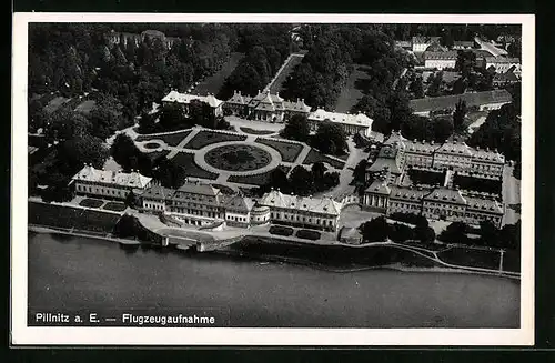 AK Dresden-Pillnitz, Schloss, Flugzeugaufnahme