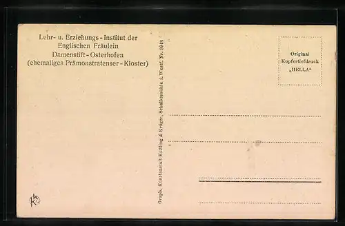 AK Osterhofen, Lehr- und Erziehungs-Institut der Englischen Fräulein Damenstift, Schlafsaal