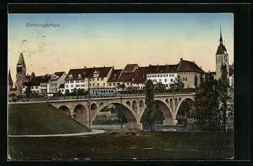 AK Bremgarten, Teilansicht mit Flussbrücke