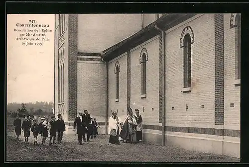 AK Charentonneau, Bénédiction de l'Eglise par Mgr Amette 1909