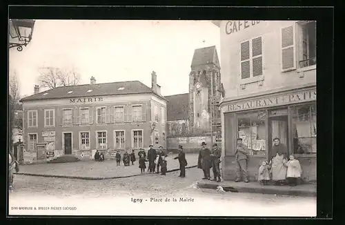 AK Igny, Place de la Mairie