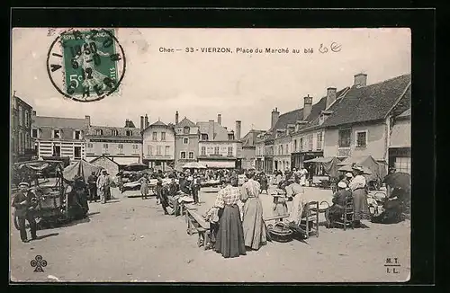 AK Vierzon, Place du Marché au blé