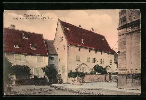 AK Reichenweier, Kirchhof mit St. Erhardskirche, Liebfrauenkirche und St. Margarethenkirche