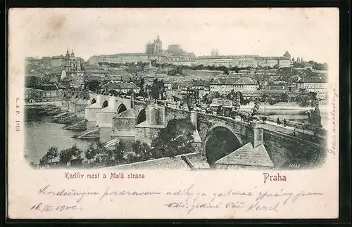 Relief-AK Prag / Praha, Karluv most a Malá strana