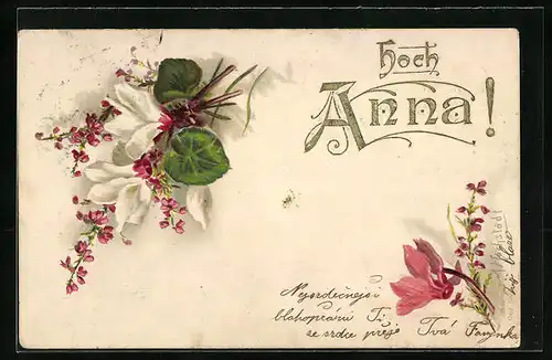 AK Namenstag von Anna mit Blumen