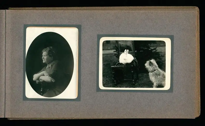 Fotoalbum mit 94 Fotografien, Reisealbum Lt. d.R. Georg F. Sieland, Hundedressur, Schiffshebewerk Dortmund, Luisentempel 1