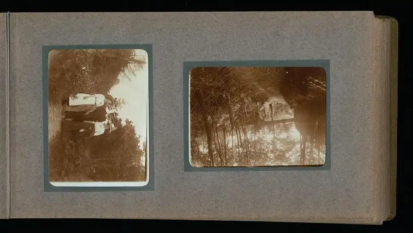 Fotoalbum mit 94 Fotografien, Reisealbum Lt. d.R. Georg F. Sieland, Hundedressur, Schiffshebewerk Dortmund, Luisentempel 12