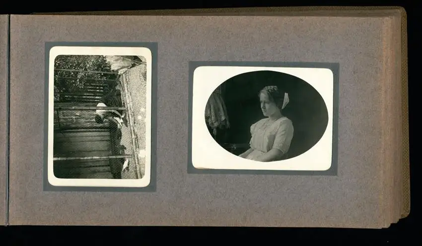 Fotoalbum mit 94 Fotografien, Reisealbum Lt. d.R. Georg F. Sieland, Hundedressur, Schiffshebewerk Dortmund, Luisentempel 19