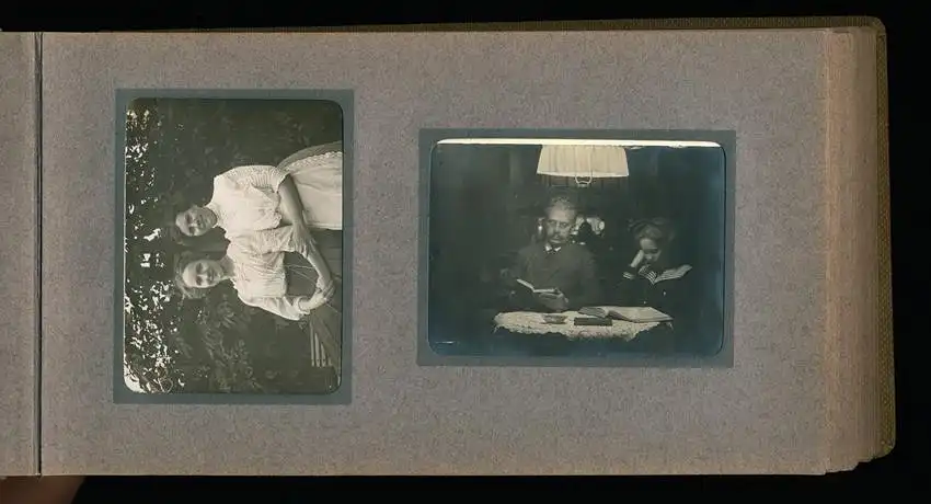 Fotoalbum mit 94 Fotografien, Reisealbum Lt. d.R. Georg F. Sieland, Hundedressur, Schiffshebewerk Dortmund, Luisentempel 25