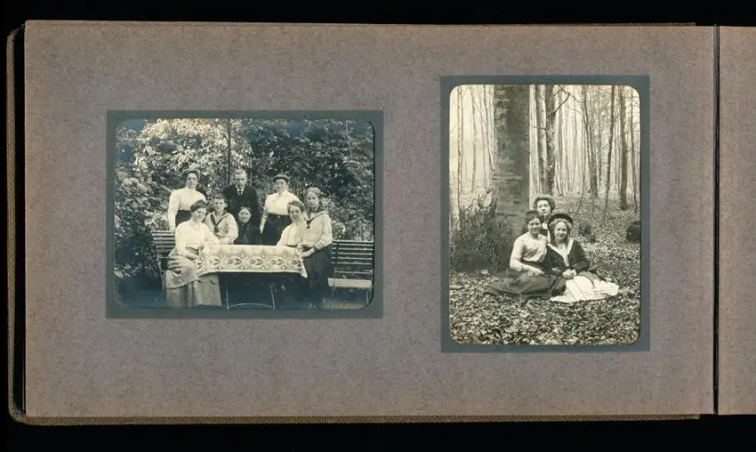 Fotoalbum mit 94 Fotografien, Reisealbum Lt. d.R. Georg F. Sieland, Hundedressur, Schiffshebewerk Dortmund, Luisentempel 30